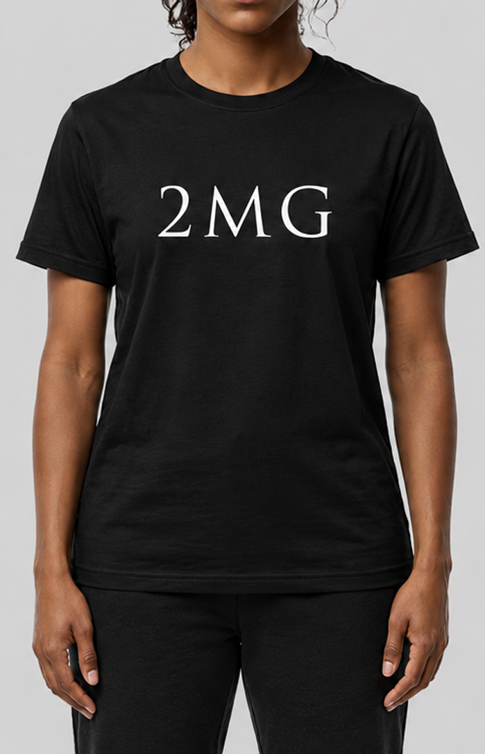 Women's Blk with White Text 2MG T-Shirt